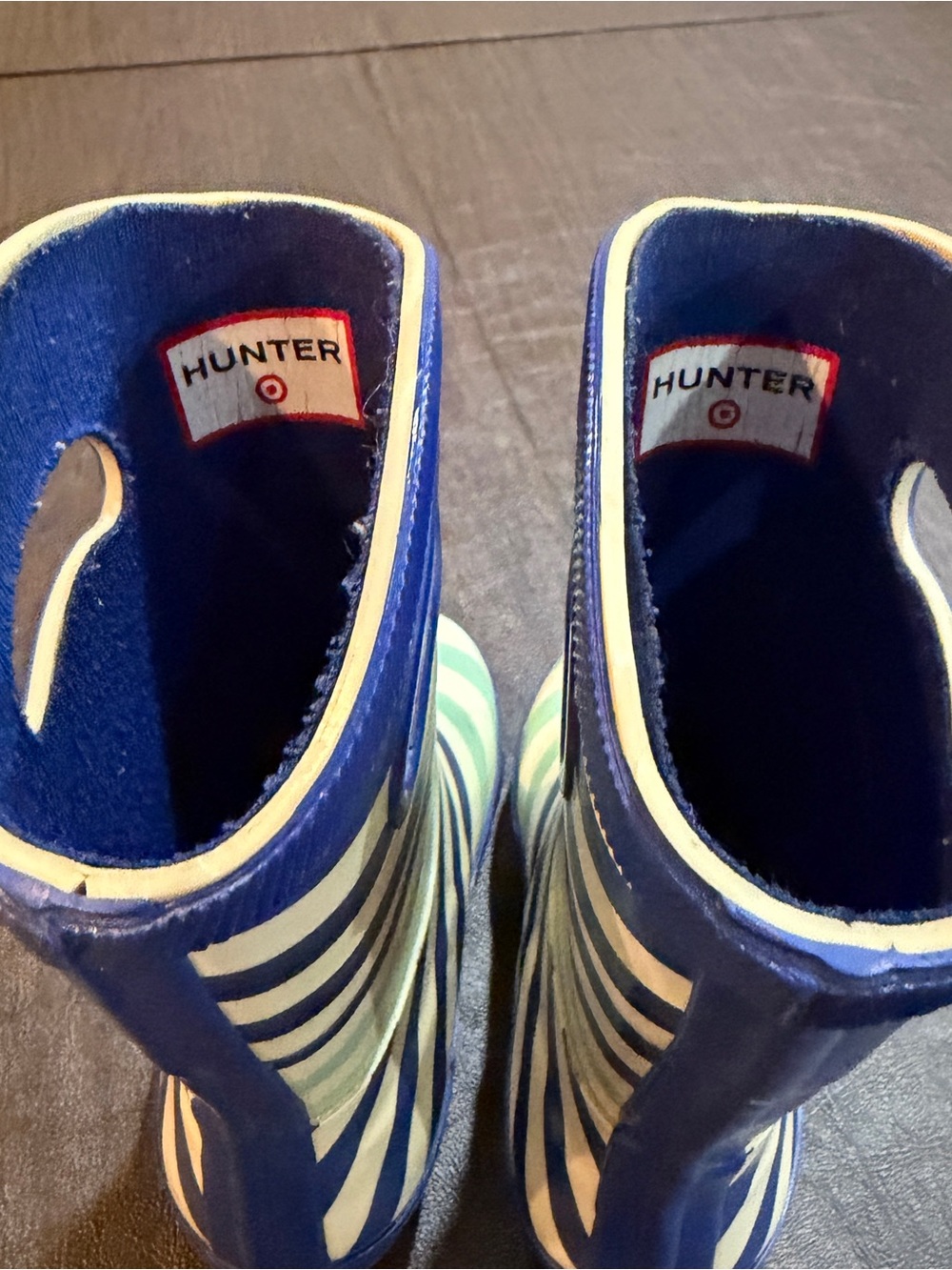 Hunter Kids Blue, White & Mint Striped Rain Boots - Picture 4 of 10